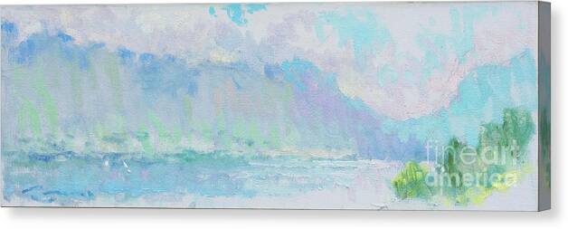 Lake Painting Canvas Print featuring the painting Sunday Kisses by Jerry Fresia