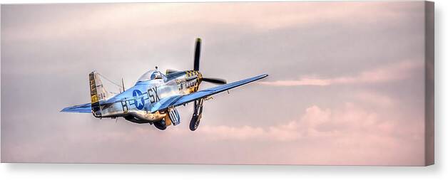 Military Aviation Museum Canvas Print featuring the photograph P-51 Mustang Taking Off by Don Mercer