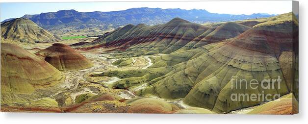 Oregon Canvas Print featuring the photograph Painted Hills Panorama by Benedict Heekwan Yang