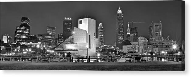 Cleveland Canvas Print featuring the photograph Panoramic Black and White by Frozen in Time Fine Art Photography