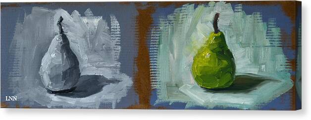 Still Life Canvas Print featuring the painting Pears by Ningning Li