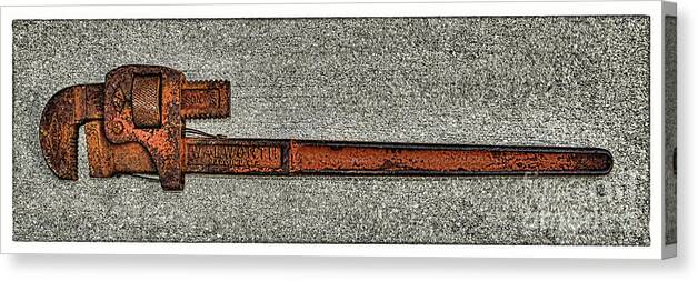 Pipe Wrench Canvas Print featuring the photograph Pipe Wrench Made In U S A by Olga Hamilton