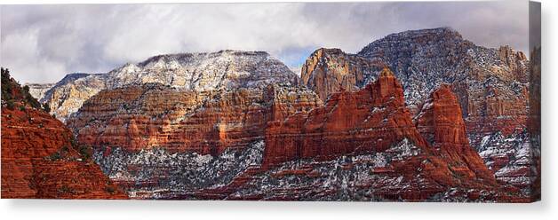 Landscape Canvas Print featuring the photograph Red Rock Peaks by Leda Robertson