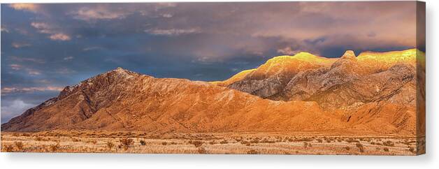 Winter Canvas Print featuring the photograph Sandia Crest Stormy Sunset 2 by Alan Vance Ley