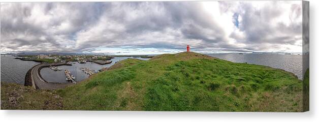 Iceland Canvas Print featuring the photograph Stykkisholmur Harbor Pano by Tom Singleton