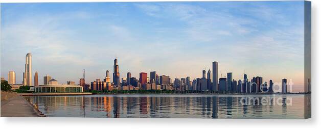 Built Structure Canvas Print featuring the photograph The Skyline of Chicago at Sunrise by David Levin
