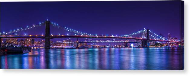 Brooklyn Bridge Canvas Print featuring the photograph Three Bridges by Theodore Jones