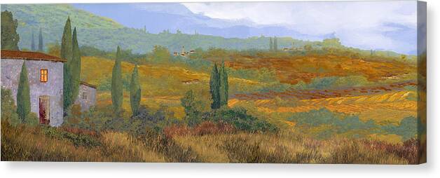 Landscape Canvas Print featuring the painting un altro pomeriggio a spasso in Toscana by Guido Borelli