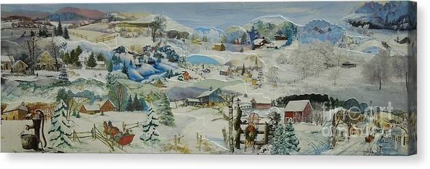 Winter Canvas Print featuring the mixed media Water Pump in Winter - SOLD by Judith Espinoza