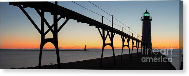 Manistee Canvas Print featuring the photograph After Sunset in Manistee by Twenty Two North Photography
