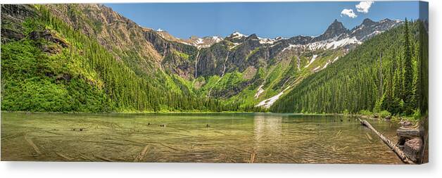 Avalanche Canvas Print featuring the photograph Avalanche Lake Panorama by Kenneth Everett