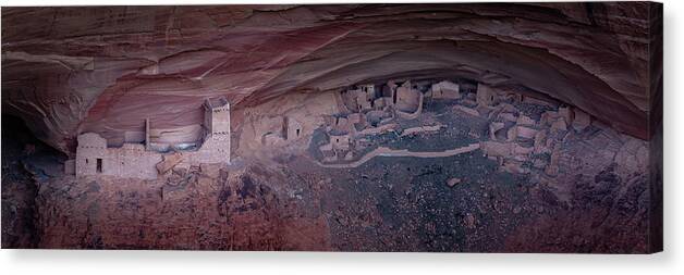 2018 Canvas Print featuring the photograph Canyon de Chelly Ruins Pano 1810P by Kenneth Johnson