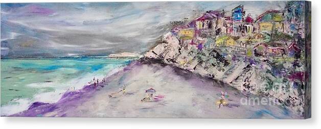 Wide Canvas Print featuring the painting Carolina Beaches Whimsy Fun in Billboard Wide format by Patty Donoghue