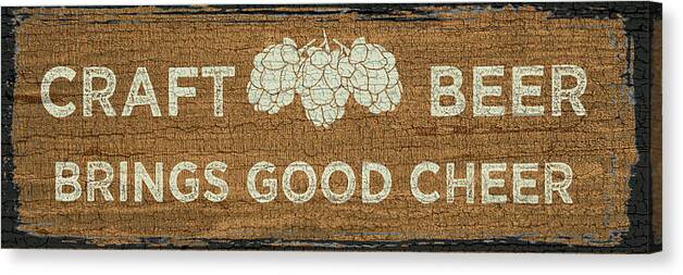 Typography Canvas Print featuring the mixed media Craft Beer Sign I by Erin Clark