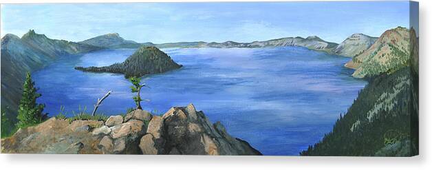 Acrylic Canvas Print featuring the painting Crater Lake by Elizabeth Mordensky