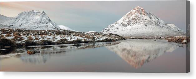 Glencoe Canvas Print featuring the photograph Glencoe Snow Mountain Winter Sunrise by Grant Glendinning