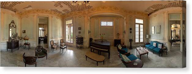 Havana Cuba Canvas Print featuring the photograph Havana Mansion Pano by Tom Singleton