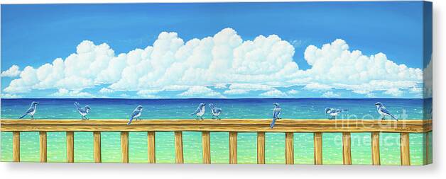 Seascape Canvas Print featuring the painting Jay Walkers by Elisabeth Sullivan