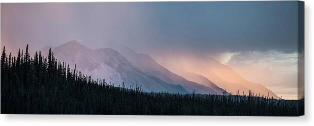 Alaska Highway Canvas Print featuring the photograph Midnight Sunset by Steven Keys