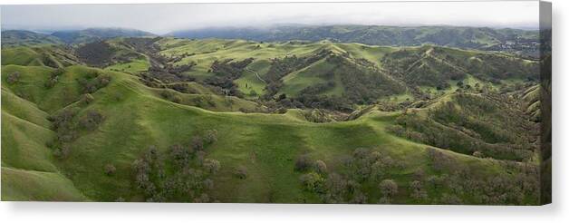 Landscapeaerial Canvas Print featuring the photograph New Green Grass Covers The Scenic by Ethan Daniels