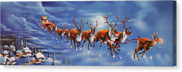 Twas The Night Before Christmas Canvas Print featuring the painting Twas The Night Before Christmas by Geno Peoples