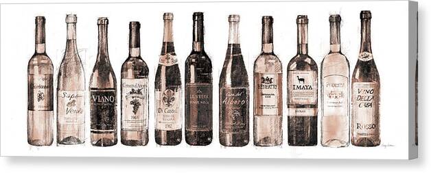 Bars Canvas Print featuring the drawing Wine Cellar Red Watercolor Imaya by Avery Tillmon