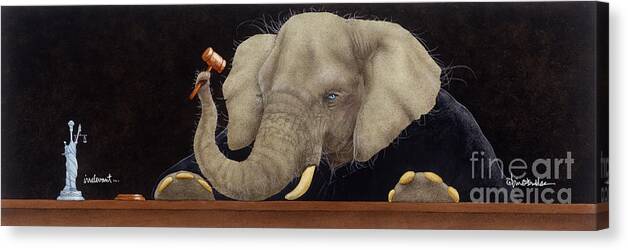 Elephant Canvas Print featuring the painting Irrelevant... #1 by Will Bullas