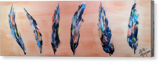 6 Feathers Canvas Print featuring the painting 6 Feathers by Brent Knippel