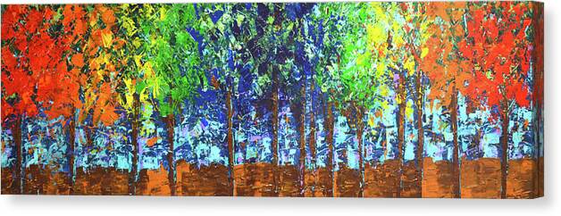  Canvas Print featuring the painting Backyard Trees by Linda Bailey