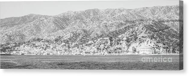2017 Canvas Print featuring the photograph Catalina Island Black and White Panorama Photo by Paul Velgos
