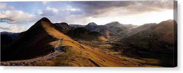 Panorama Canvas Print featuring the photograph Catbells and Newlands Valley Lake District by Sonny Ryse