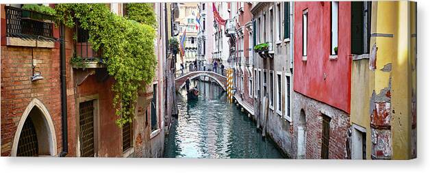 Wall Canvas Print featuring the photograph Dsc8876 - Red wall on the canal, Venice by Marco Missiaja