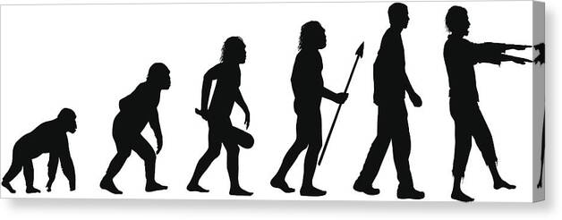People Canvas Print featuring the drawing Evolution of the Zombie by D-l-b