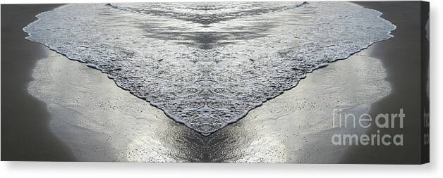 Sea Water Canvas Print featuring the digital art Flowing sea water and sandy beach, movement meets symmetry by Adriana Mueller
