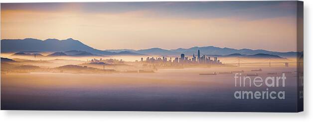 Aerial Canvas Print featuring the photograph Fog City by Hey Engel
