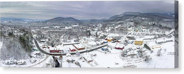 2022 Canvas Print featuring the photograph Island Pond, Vermont - Winter Panorama - December 2022 by John Rowe