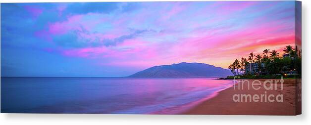 America Canvas Print featuring the photograph Maui Hawaii Kamaole Beach Sunrise Panorama Photo by Paul Velgos