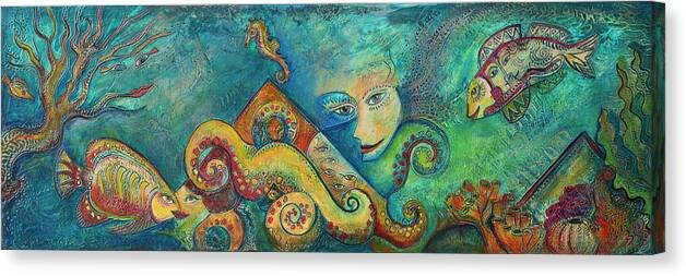 Ocean Canvas Print featuring the painting Octopus's Garden by Mary DeLave
