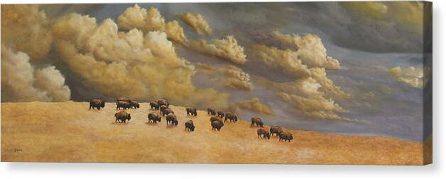 North American Wildlife Canvas Print featuring the painting On The Horizon by Johanna Lerwick