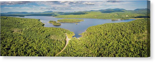 Landscape Canvas Print featuring the photograph Paorama View of Second Connecticut Lake - Pittsburg, New Hampshire by John Rowe