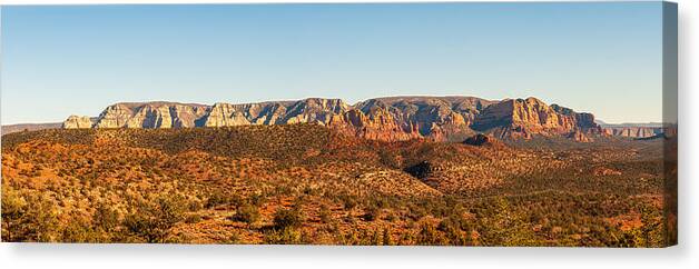 Arizona Canvas Print featuring the photograph Red Rock Mountains Panorama by Frank Lee