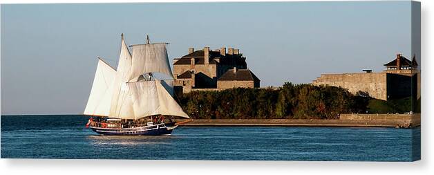 Schooner Canvas Print featuring the photograph Sea King Passes Fort Niagara - Niagara on the Lake by Kenneth Lane Smith
