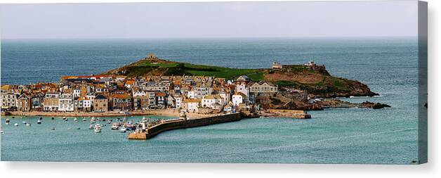 Coast Canvas Print featuring the photograph St Ives Harbour Cornwall South West Coast Path by Sonny Ryse
