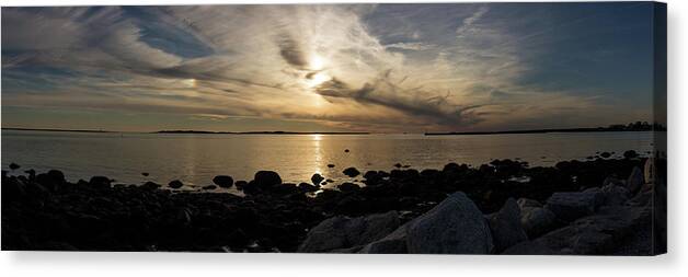 Panoramic Canvas Print featuring the photograph Stonington Point Wispy Pano by Kirkodd Photography Of New England