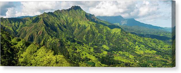 Kauai Aerial Photography Canvas Print featuring the photograph The Green Mountains of Kauai by Slow Fuse Photography