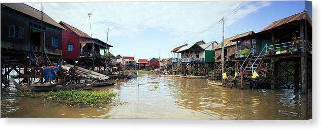 Panoramic Canvas Print featuring the photograph Tonlesap lake cambodia floating village kampong khleang 2 by Sonny Ryse
