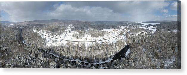 Village Canvas Print featuring the photograph Winter View of Pittsburg Village, New Hampshire by John Rowe