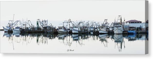 Work Boats Canvas Print featuring the photograph Workboat Panorama by Ty Husak