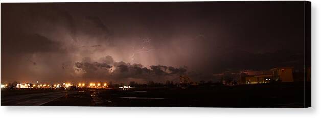 Stormscape Canvas Print featuring the photograph Our 1st Severe Thunderstorms in South Central Nebraska #17 by NebraskaSC