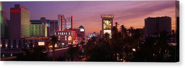 Photography Canvas Print featuring the photograph Casinos At Twilight, Las Vegas, Nevada by Panoramic Images